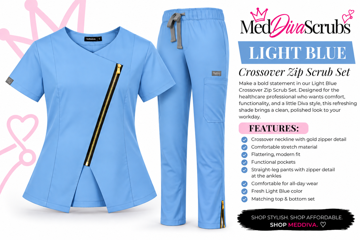 Light Blue Diva Scrub Set